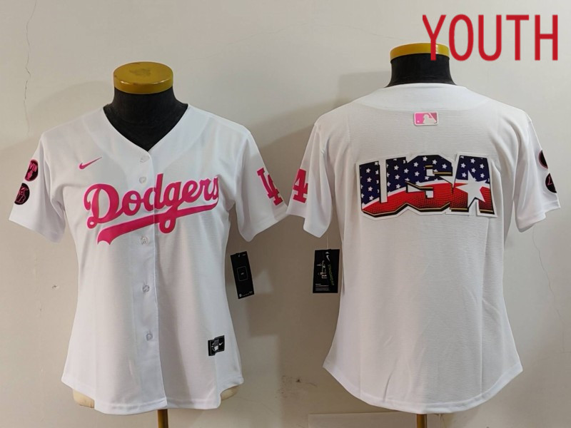 Youth Los Angeles Dodgers Blank White joint name 2024 Nike MLB Jersey style 3